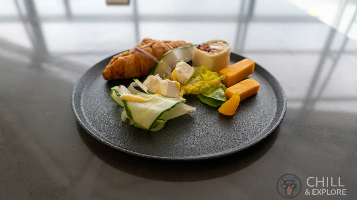 Chase Sapphire Lounge Hong Kong cold food cheese croissant vegetables