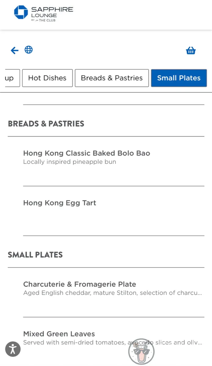 Chase Sapphire Lounge Hong Kong Online Food Menu