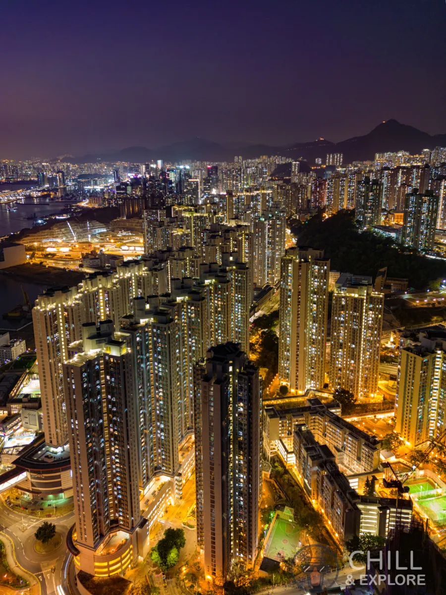 Devil's Peak Hike Hong Kong- nighttime buildings