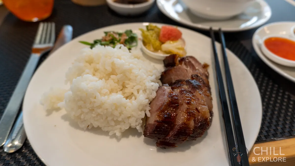 Qantas Hong Kong Lounge - dining menu - BBQ pork char siu