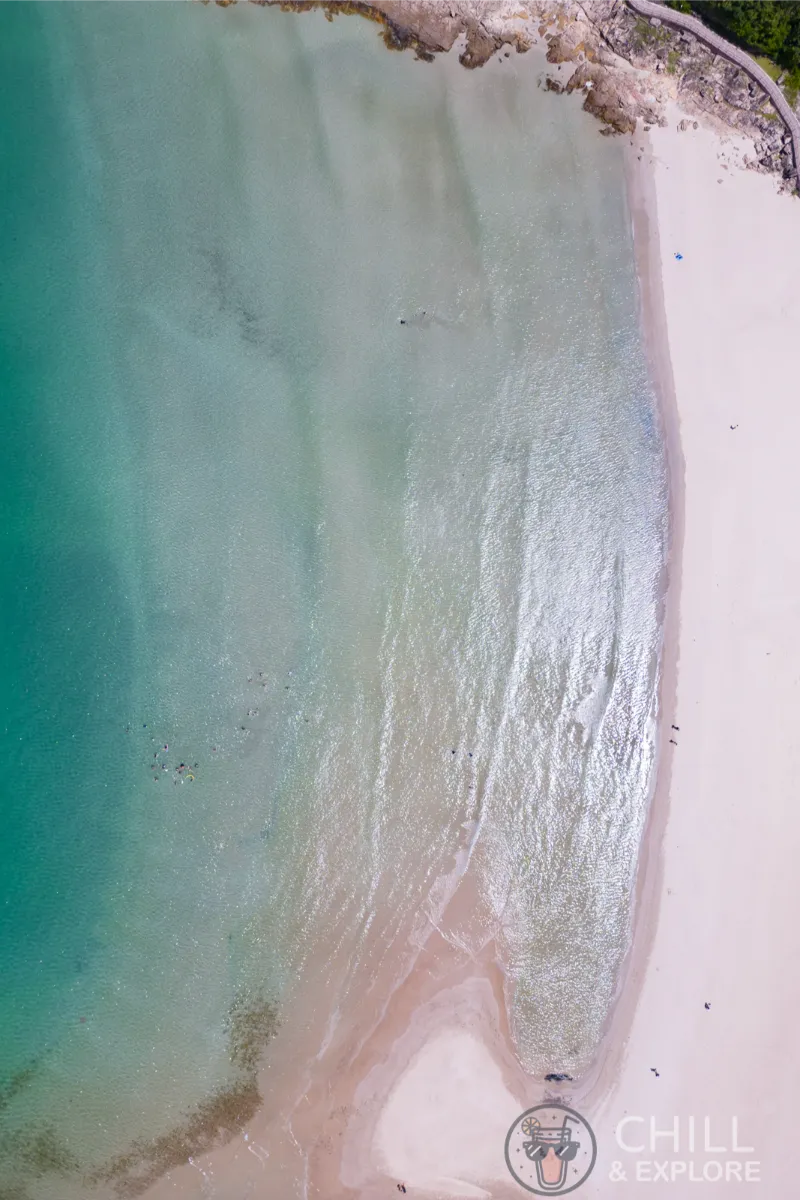 drone shot of sai wan beach