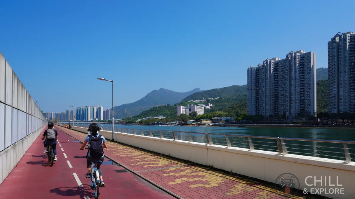 Cycling along Shing Mun River