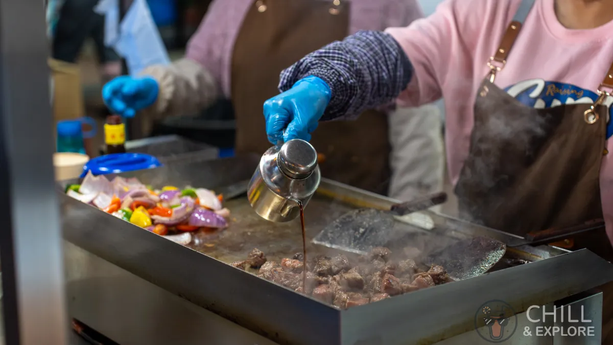 steak being cooked