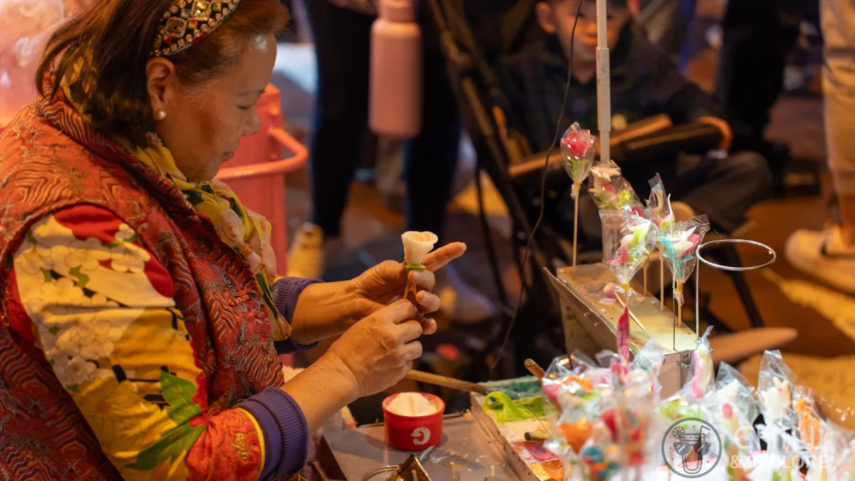 Woman handmaking candy