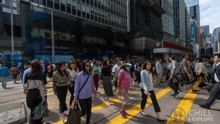 Hong Kongers crossing during peak hour