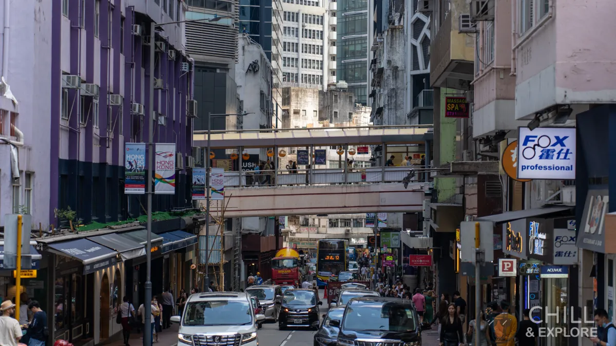 Mid-levels escalator viewed from Lyndhurst Street